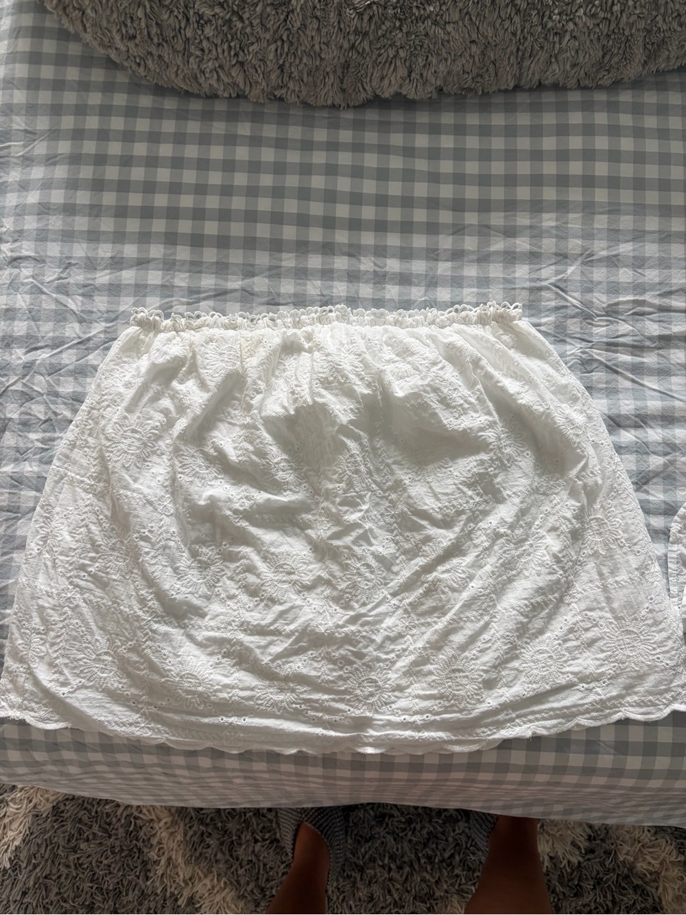 White Eyelet Strapless Top